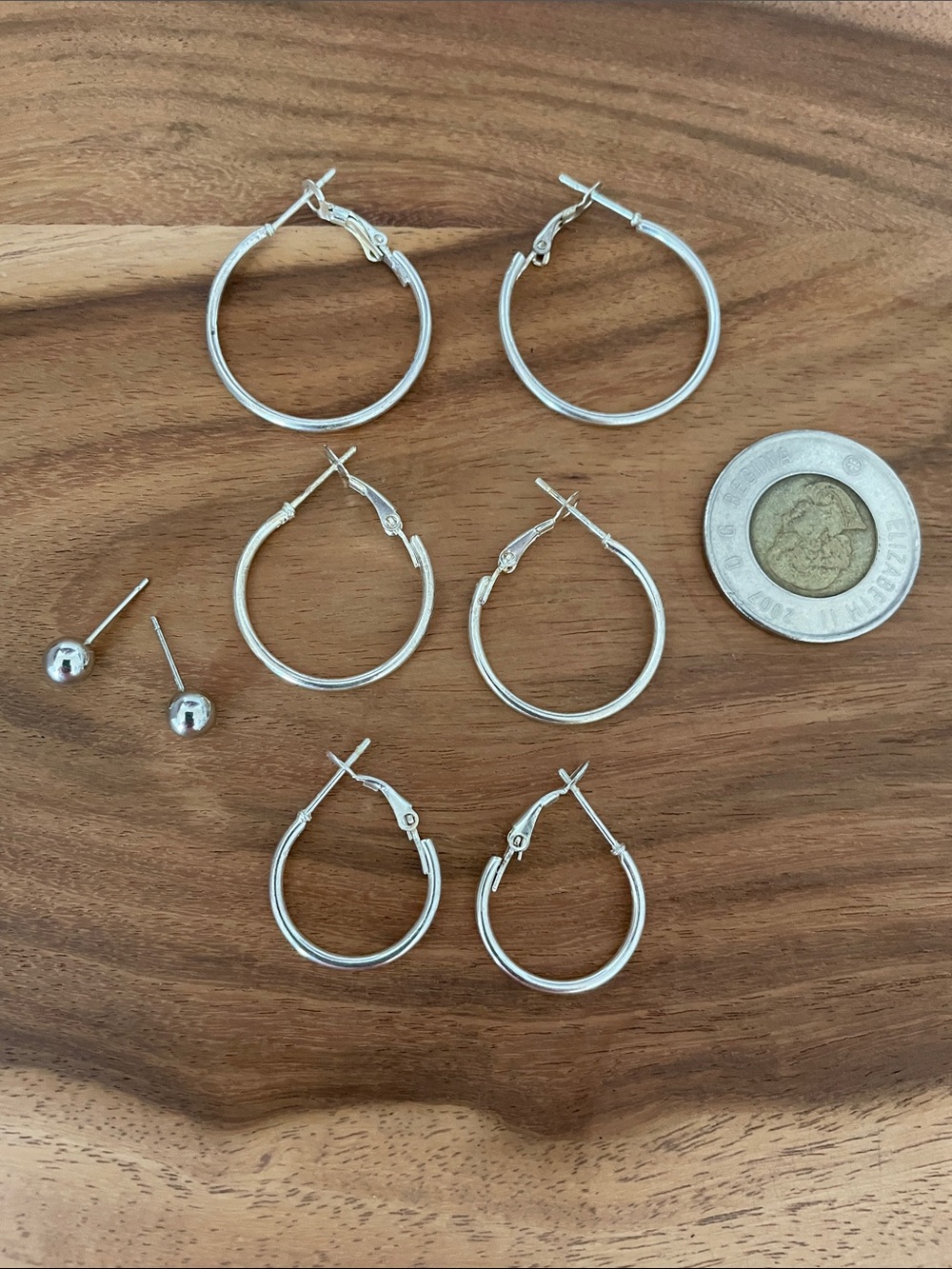 NWOT.  Set of 3 Pairs of Delicate Hoop Earrings